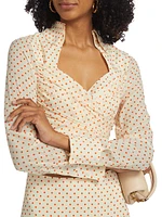 Aelish Silk Polka Dot Wrap Top