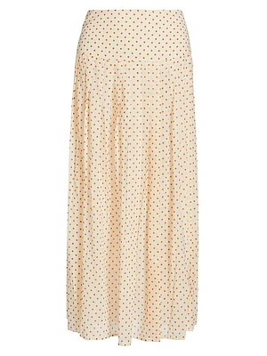 Kensington Silk Polka Dot Maxi Skirt