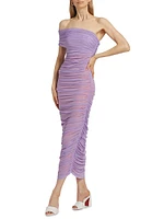 Lucia Ruched Mesh Maxi Dress