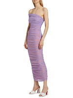 Lucia Ruched Mesh Maxi Dress