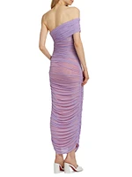 Lucia Ruched Mesh Maxi Dress