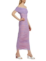 Lucia Ruched Mesh Maxi Dress