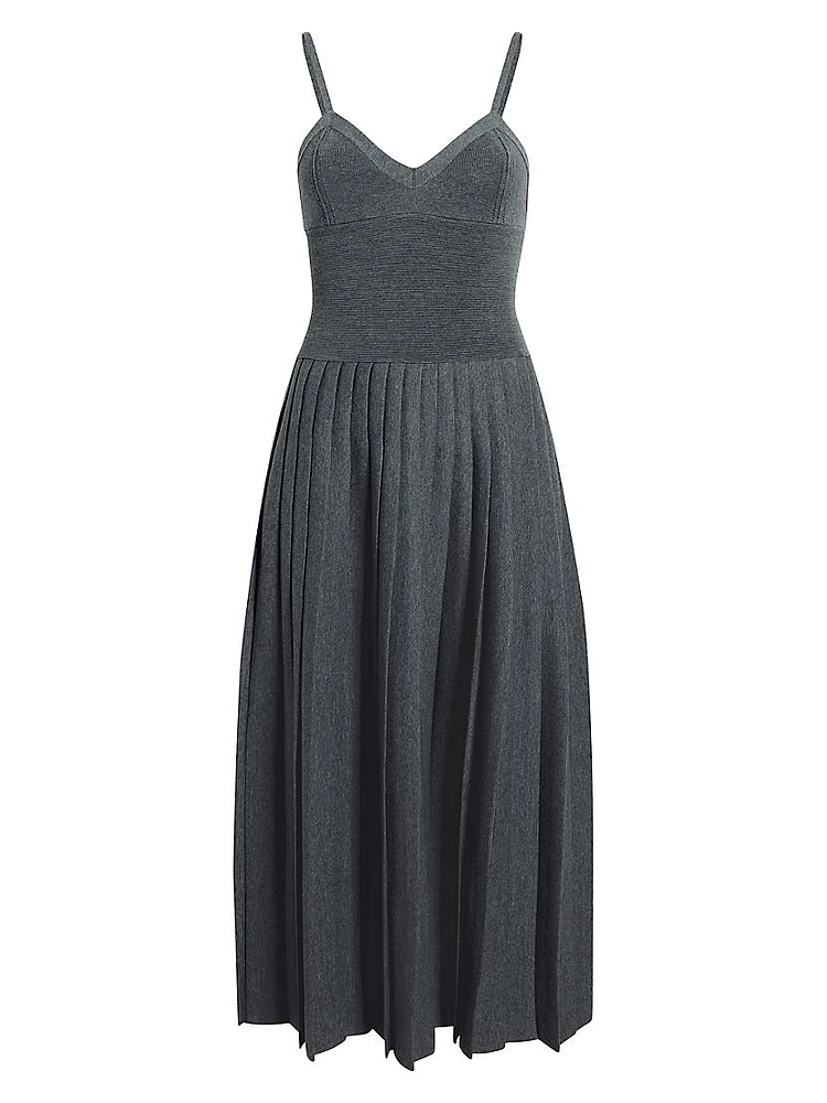 Elio Pleated Wool-Blend Midi-Dress