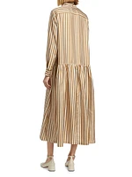 Faesite Pajama Stripe Silk Shirtdress