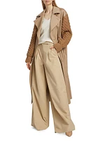 Cicladi Knit-Sleeve Trench Coat