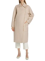 Agosto Asymmetric Zip Wool Coat