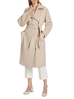 Agosto Asymmetric Zip Wool Coat