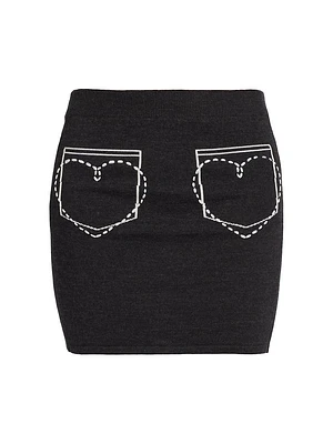 Wool Heart-Stitch Miniskirt