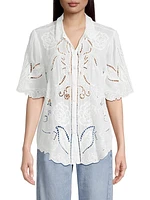 Chryssie Embroidered Short-Sleeve Blouse