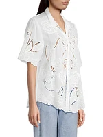 Chryssie Embroidered Short-Sleeve Blouse