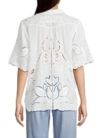 Chryssie Embroidered Short-Sleeve Blouse