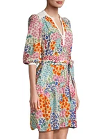 Astrid Floral Silk Belted Minidress