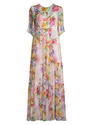 Fionna Floral Silk Maxi Dress