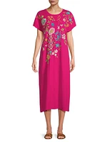 Sheri Embroidered Cotton T-Shirt Dress