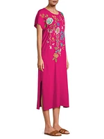 Sheri Embroidered Cotton T-Shirt Dress