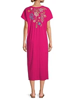 Sheri Embroidered Cotton T-Shirt Dress