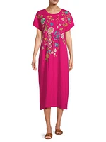 Sheri Embroidered Cotton T-Shirt Dress