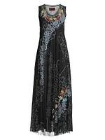 Swing Lace Embroidered Mesh Maxi Dress