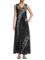 Swing Lace Embroidered Mesh Maxi Dress