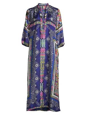 De Marne Xyla Abstract Silk Midi-Dress