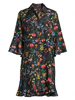 Harper Floral Silk Flounce Minidress