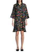 Harper Floral Silk Flounce Minidress