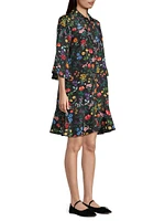 Harper Floral Silk Flounce Minidress