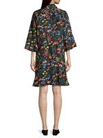 Harper Floral Silk Flounce Minidress