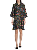 Harper Floral Silk Flounce Minidress