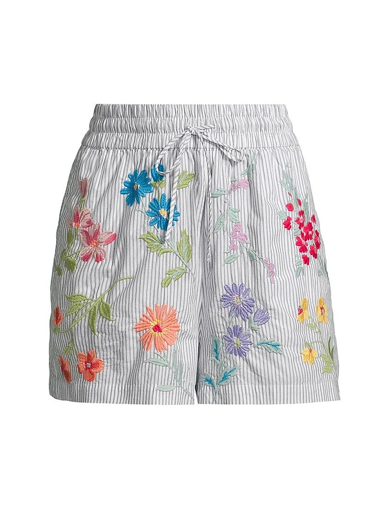 Evangeline Embroidered Drawstring Shorts