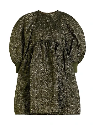 Metallic Cloqué Smock Minidress