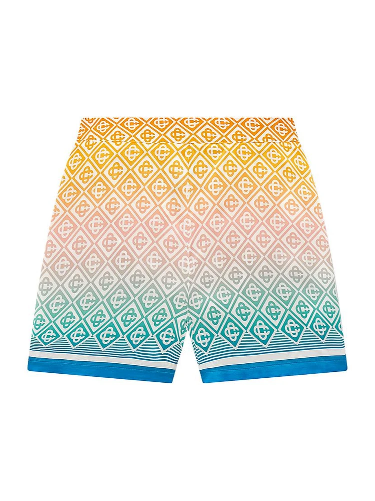 Geometric Print Silk Shorts