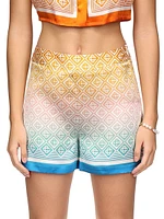 Geometric Print Silk Shorts