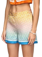 Geometric Print Silk Shorts