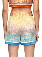 Geometric Print Silk Shorts