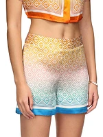 Geometric Print Silk Shorts