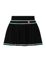 Cotton Piqué Pleated Miniskirt