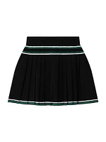 Cotton Piqué Pleated Miniskirt