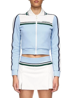 Contrast-Yoke Striped Track Top