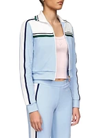 Contrast-Yoke Striped Track Top