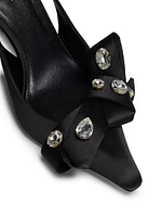 75MM Crystal-Embellished Satin Slingback Pumps