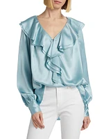 Ruffle V-Front Blouse