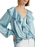 Ruffle V-Front Blouse