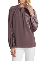 Crepe-Back-Satin Slim-Fit Blouse