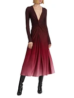 Twist-Front Midi-Dress