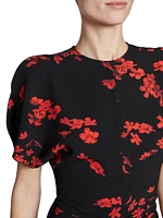 Floral Gathered Waist Midi-Dress