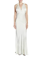 Satin Gathered Shoulder Cami Gown