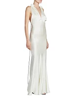 Satin Gathered Shoulder Cami Gown