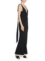 V-Neck Gathered Waist Gown