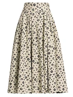 Floral Pleated Midi-Skirt